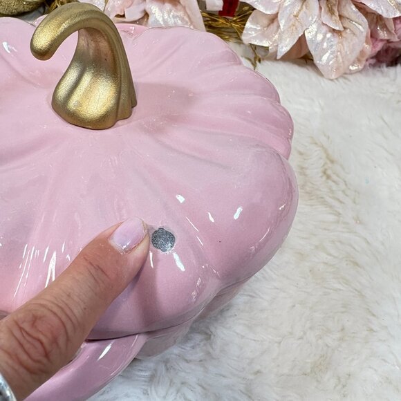 Smith & Clark Cast Iron Pink 2 QT Pumpkin Dutch Oven Gold Stem New READ - Picture 4 of 8